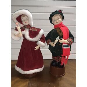 Vintage Animated Christmas Carolers Victorian Couple Lighted Candlesticks Works